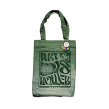Load image into Gallery viewer, "Art Is Power" Green Recycled Tote